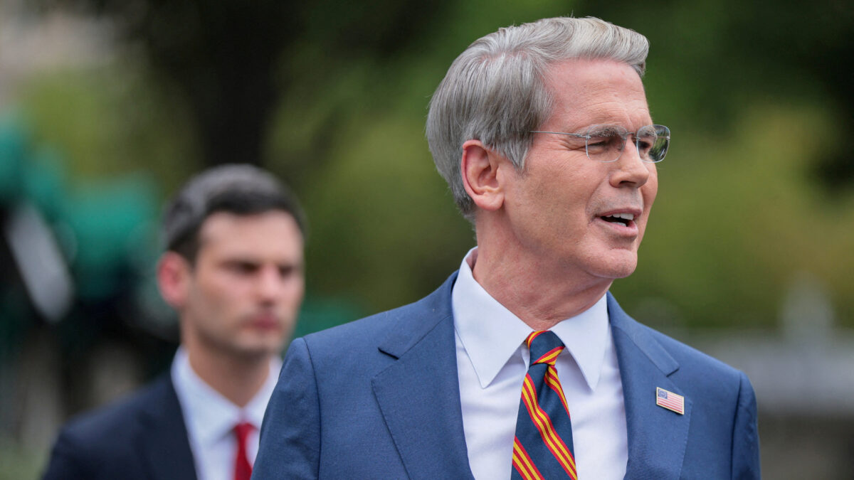 FILE PHOTO: U.S. Treasury Secretary Scott Bessent speaks to members of the media at the White House in Washington, D.C., U.S., July 30, 2026.