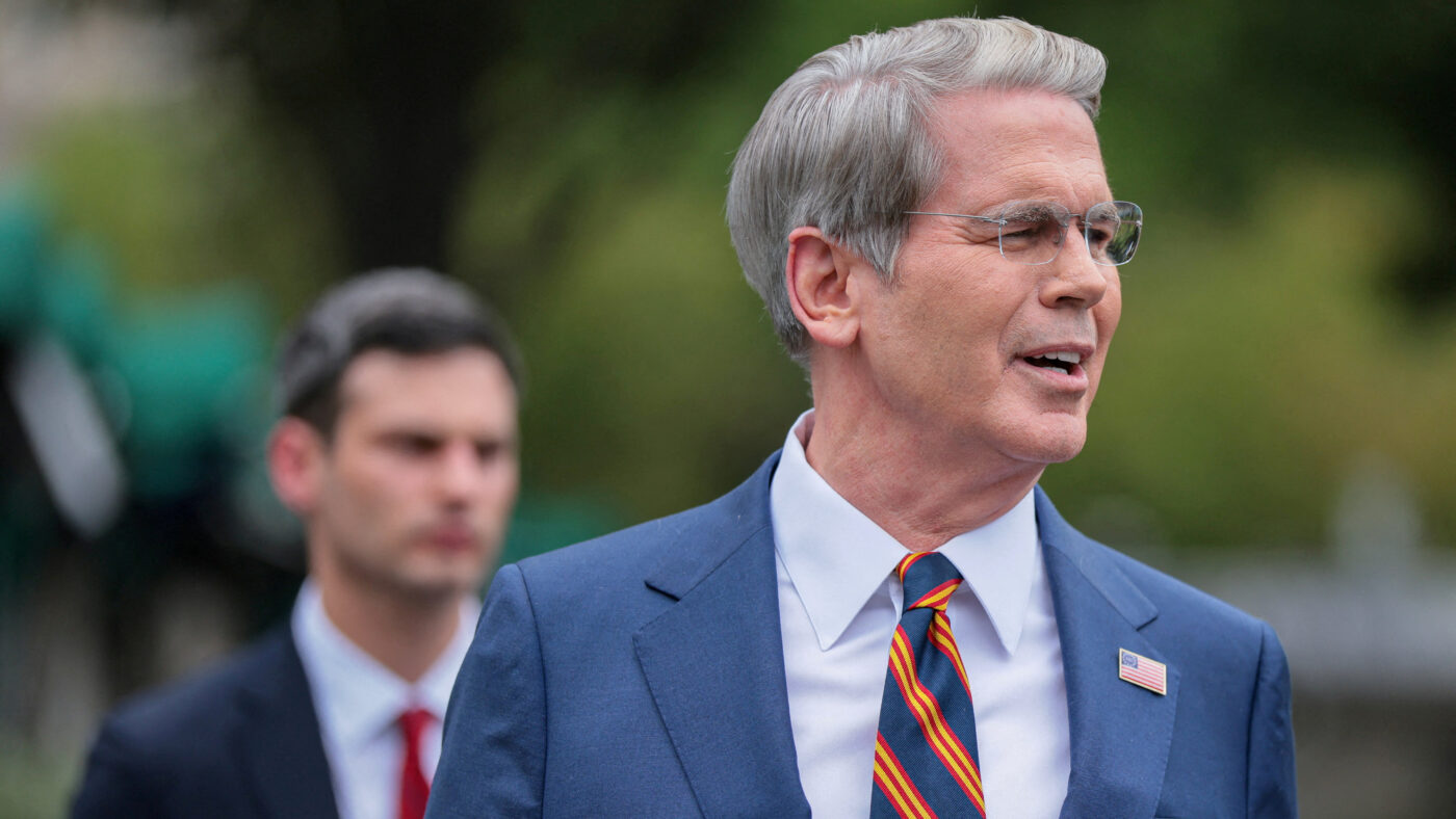 FILE PHOTO: U.S. Treasury Secretary Scott Bessent speaks to members of the media at the White House in Washington, D.C., U.S., July 30, 2026.