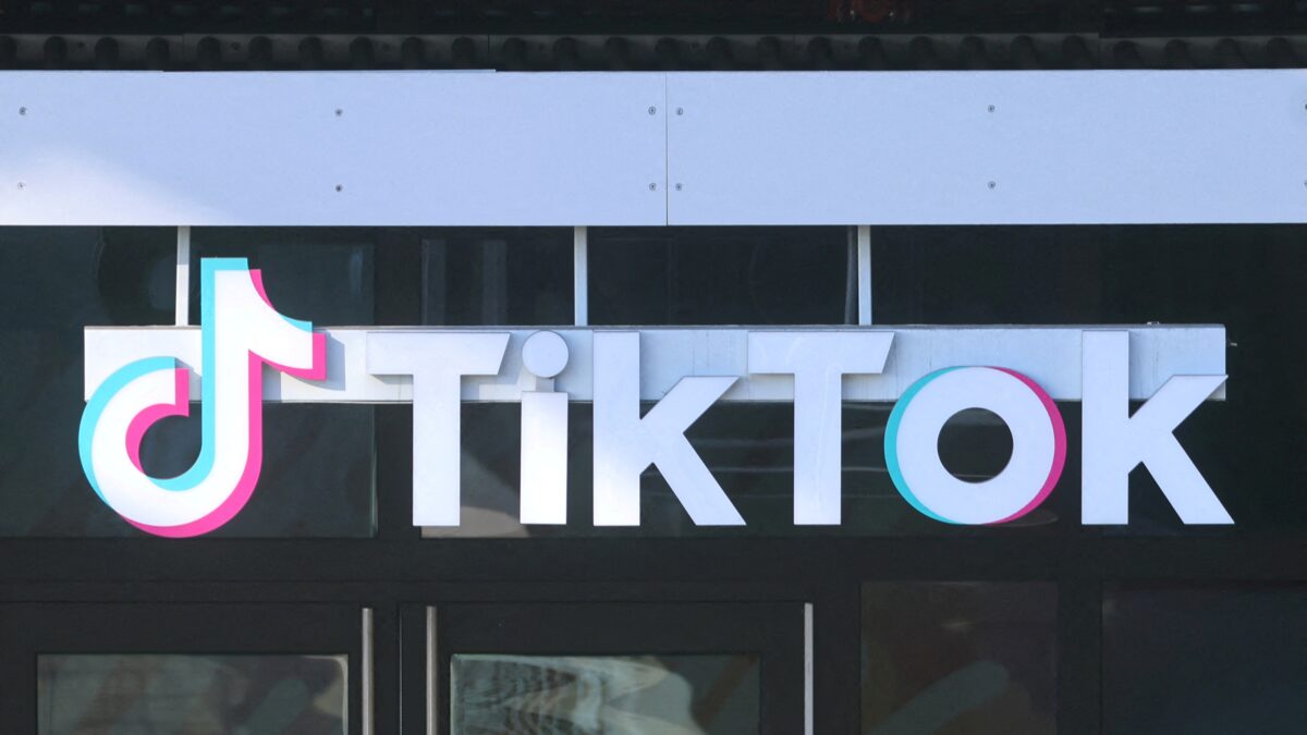 FILE PHOTO: A logo is displayed over a door at the U.S. headquarters of the social media company TikTok in Culver City, California, U.S. January 17, 2025.