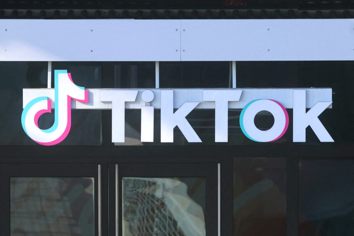 FILE PHOTO: A logo is displayed over a door at the U.S. headquarters of the social media company TikTok in Culver City, California, U.S. January 17, 2025.