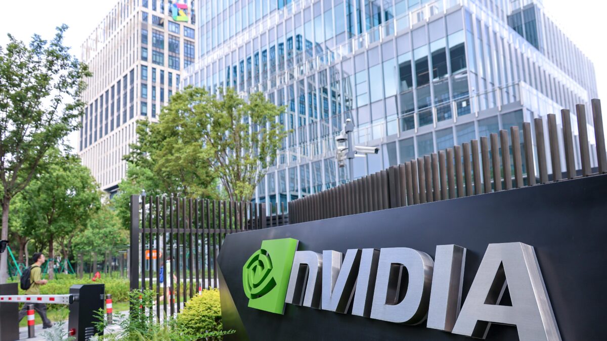 The NVIDIA building is seen in Shanghai, east China, August 6, 2026.No Use China. No Use France.