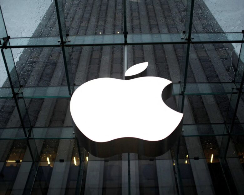 FILE PHOTO: The Apple Inc. logo is seen in the lobby of New York City's flagship Apple store