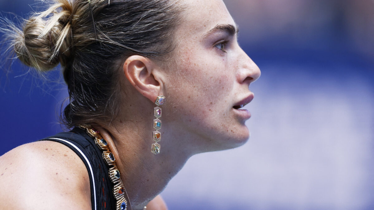 Tennis - U.S. Open - Flushing Meadows, New York, United States - August 25, 2026 Belarus' Aryna Sabalenka during her mixed doubles round of 16 match with Serbia's Novak Djokovic against Britain's Henry Patten and Czech Republic's Katerina Siniakova REUTERS/Eduardo Munoz
