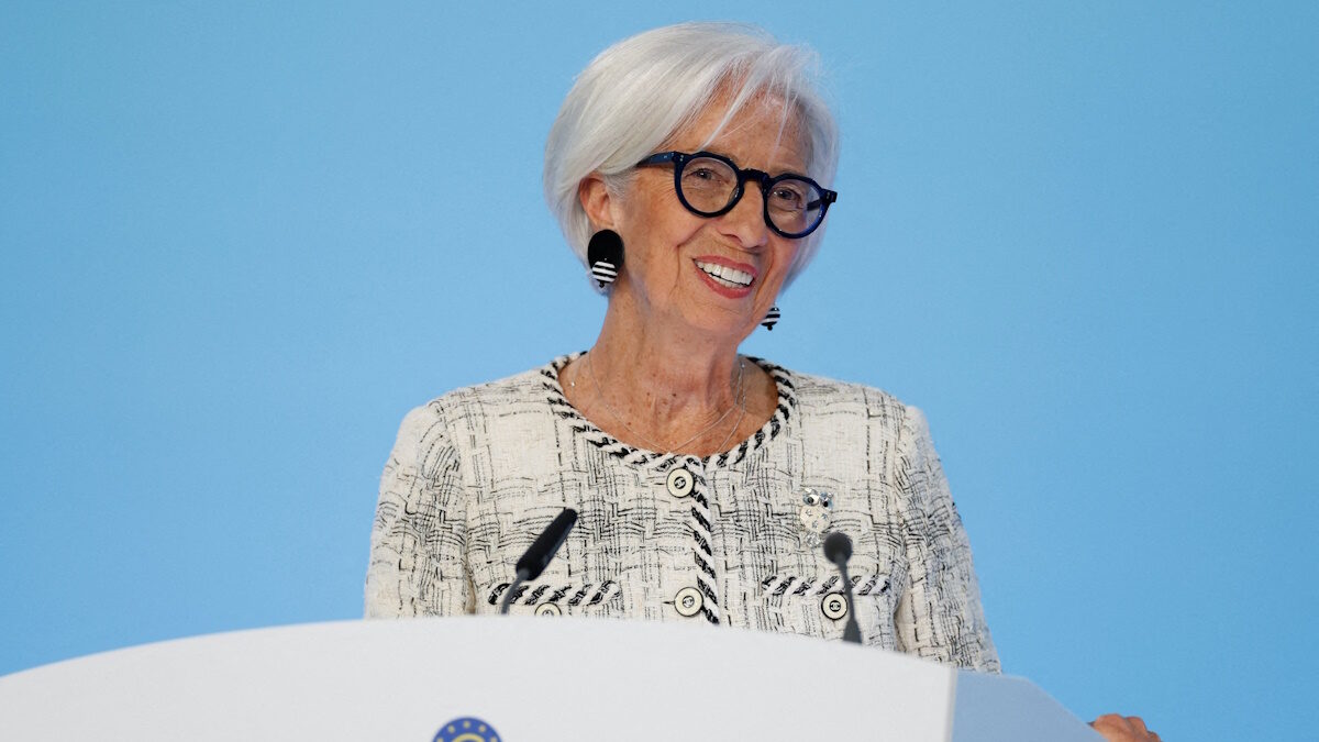 FILE PHOTO: European Central Bank (ECB) President Christine Lagarde speaks to reporters following the Governing Council's meeting, in Frankfurt, Germany, April 30, 2026.