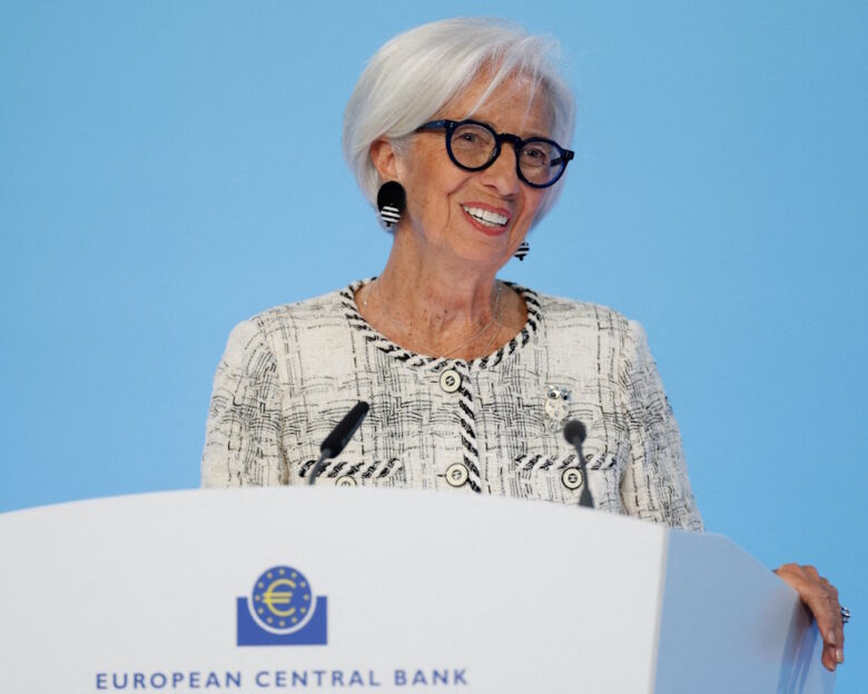 FILE PHOTO: European Central Bank (ECB) President Christine Lagarde speaks to reporters following the Governing Council's meeting, in Frankfurt, Germany, April 30, 2026.