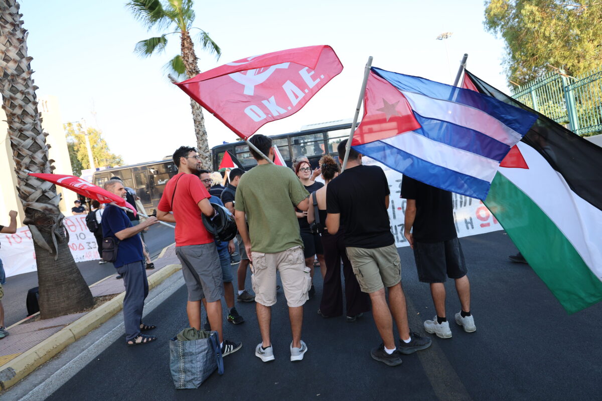 Συγκέντρωση διαμαρτυρίας για την προγραμματισμένη άφιξη του Ισραηλινού κρουαζιερόπλοιου "Crown Iris" στο λιμάνι του Πειραιά. Παρασκευή 14 Αυγούστου 2026 (ΓΙΑΝΝΗΣ ΠΑΝΑΓΟΠΟΥΛΟΣ