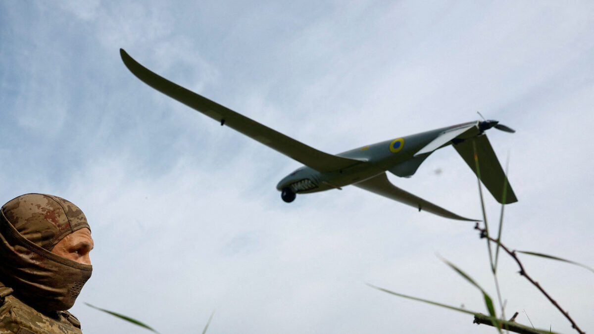 FILE PHOTO: A service member of the 422nd Unmanned Systems Regiment 'Luftwaffe' of the Ukrainian Armed Forces, looks at a Shark reconnaissance drone as it launches from a position near a front line, amid Russia's attack on Ukraine, in an undisclosed location in Southern Ukraine, on an undisclosed date, 2026. REUTERS/Valentyn Ogirenko/File Photo