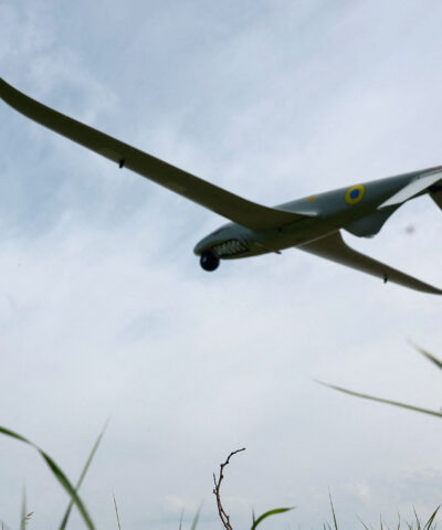 FILE PHOTO: A service member of the 422nd Unmanned Systems Regiment 'Luftwaffe' of the Ukrainian Armed Forces, looks at a Shark reconnaissance drone as it launches from a position near a front line, amid Russia's attack on Ukraine, in an undisclosed location in Southern Ukraine, on an undisclosed date, 2026. REUTERS/Valentyn Ogirenko/File Photo