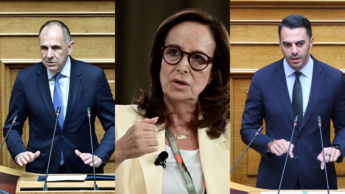 Ο Γιώργος Γεραπετρίτης, η Άννα Διαμαντοπούλου και ο Μανώλης Χριστοδουλάκη