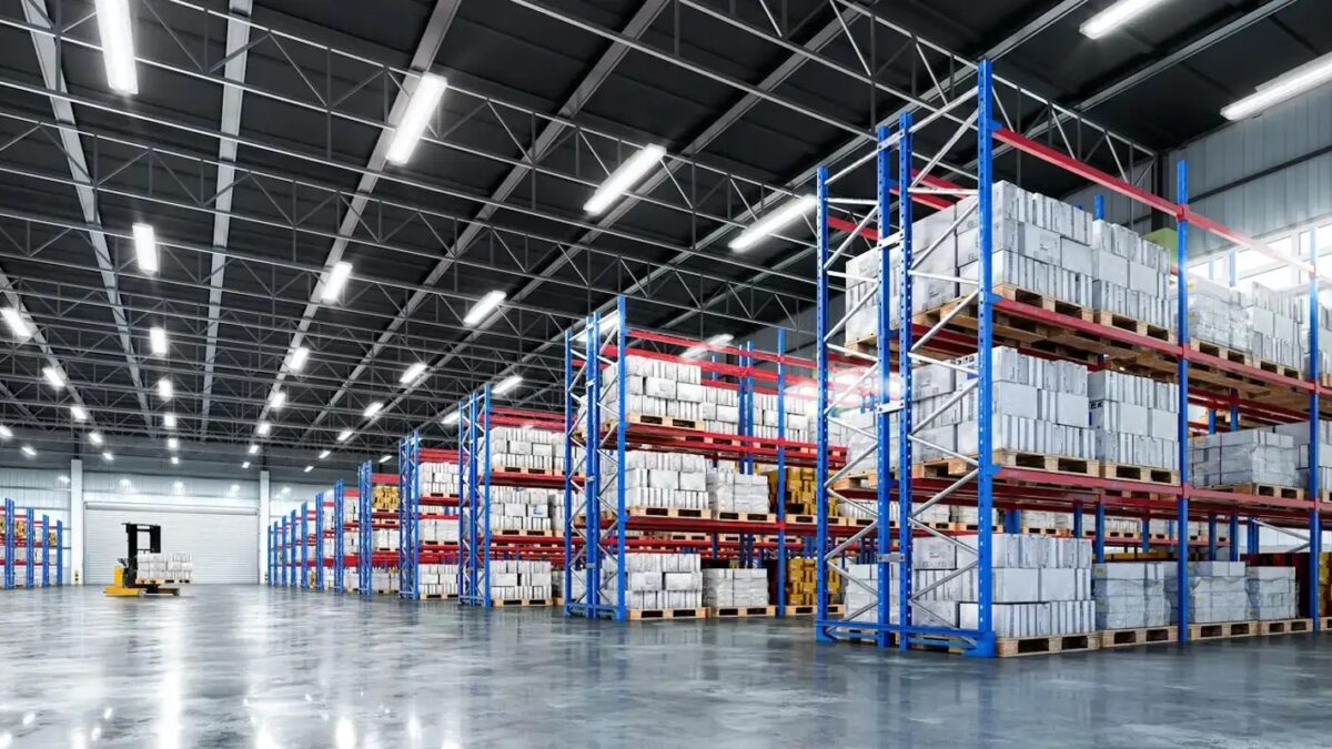 Interior of a warehouse. 3d illustration