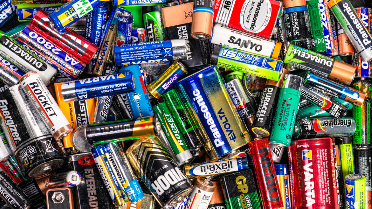 A collection of batteries of all shapes, sizes and manufacturers.