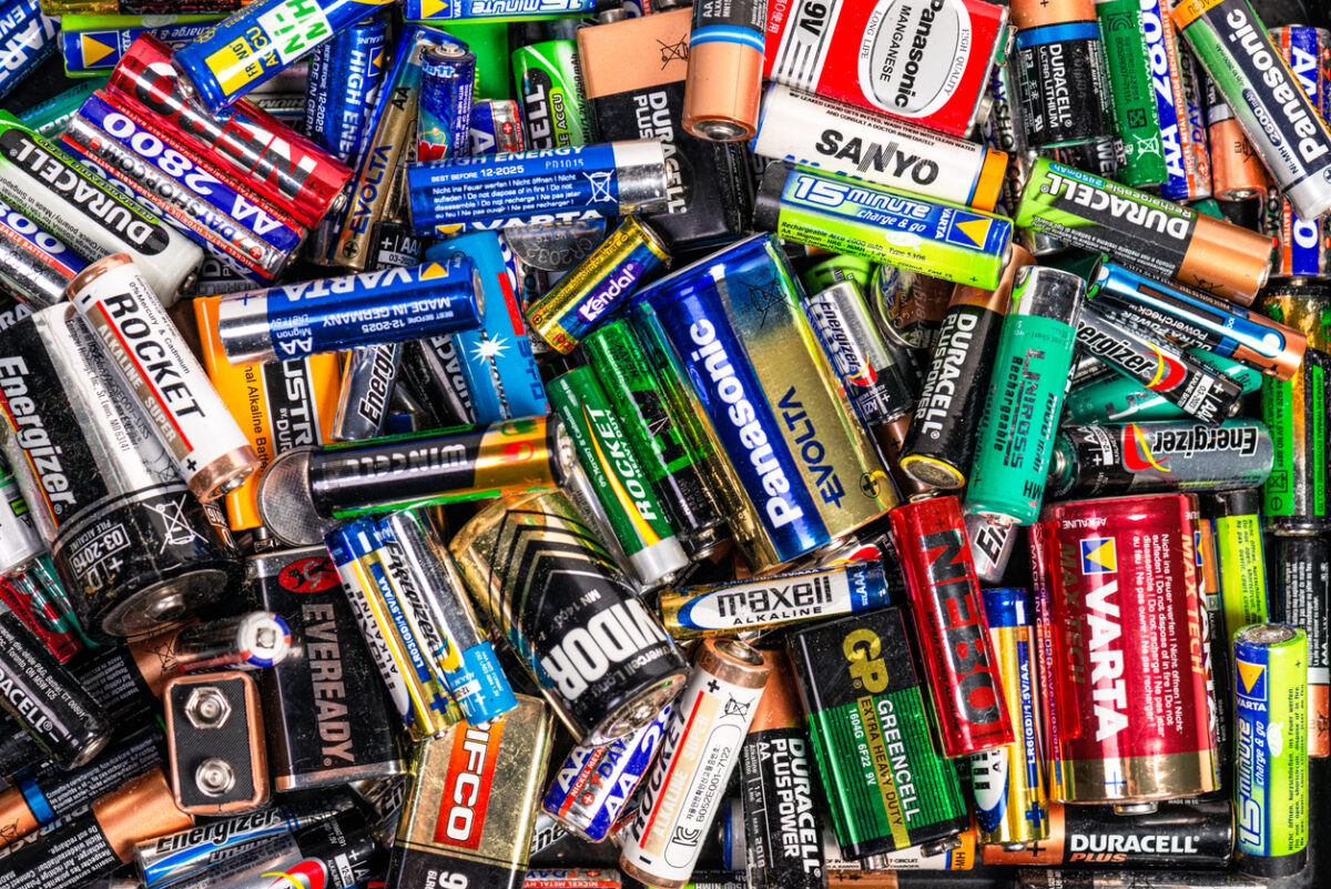 A collection of batteries of all shapes, sizes and manufacturers.