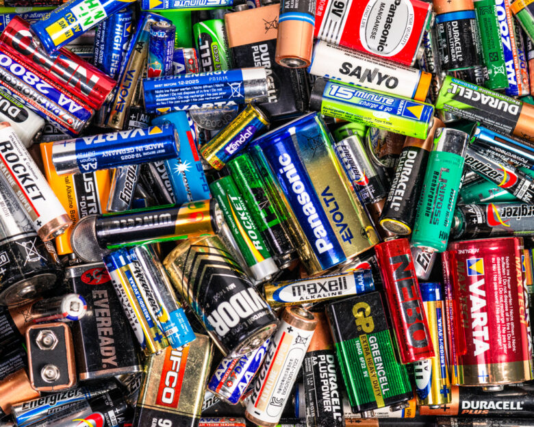 A collection of batteries of all shapes, sizes and manufacturers.