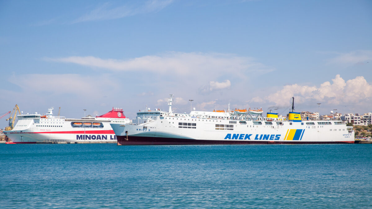 Heraklion, Crete Island, Greece - June 28, 2015: Greek ferries in the port of Heraklion
