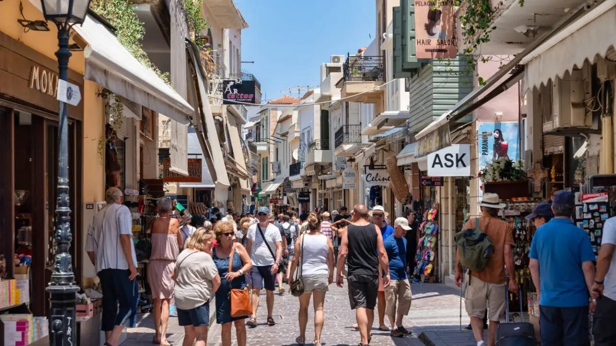 Narrow street in Chania, Greece