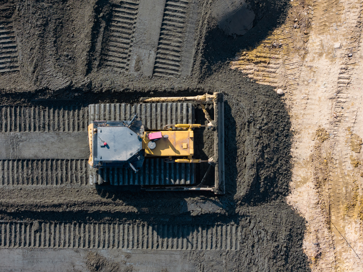 Bulldozer working on construction site