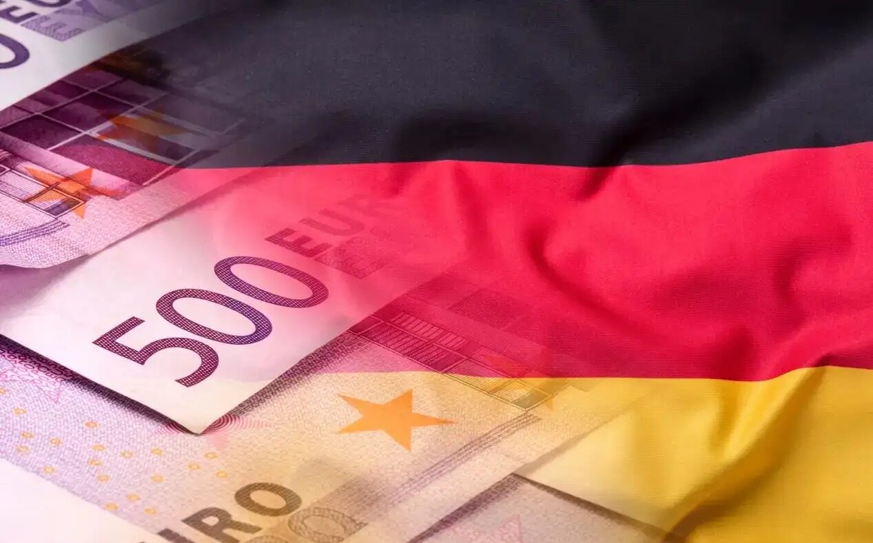 Flags of the Germany and the European Union. Germany Flag and EU Flag. World flag money concept.Flags of the Germany and the European Union. Germany Flag and EU Flag. World flag money concept.