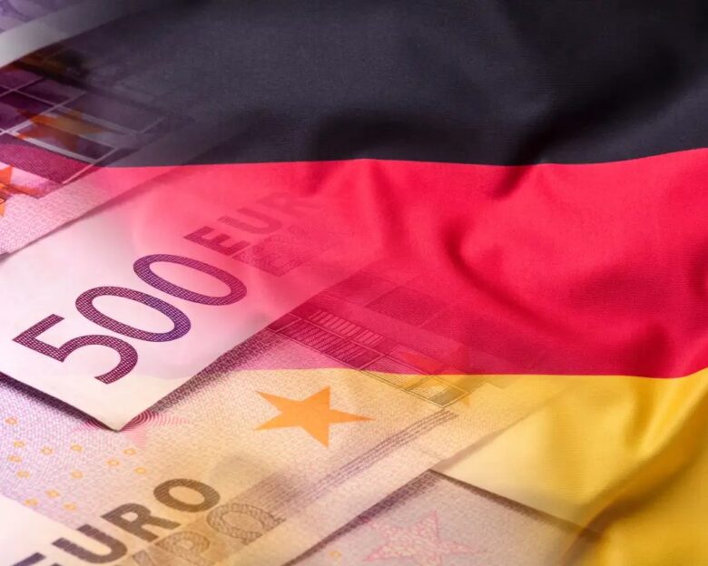 Flags of the Germany and the European Union. Germany Flag and EU Flag. World flag money concept.Flags of the Germany and the European Union. Germany Flag and EU Flag. World flag money concept.