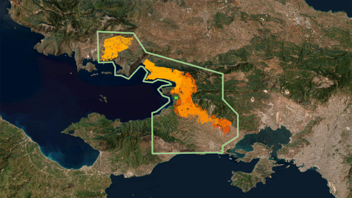 Οι καμένες εκτάσεις σε Αττική και Βοιωτία