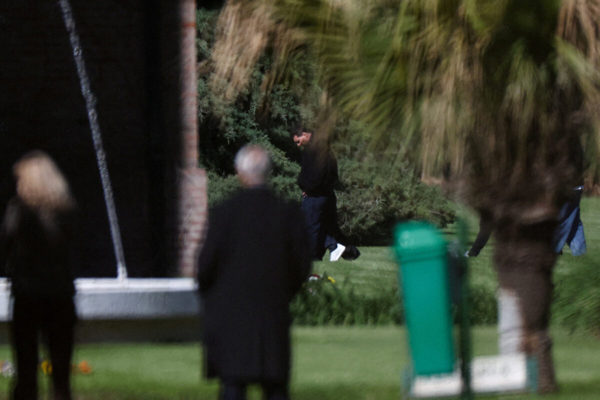 Footballer Lionel Messi arrives at El Prado Cemetery, following the death of his father, Jorge Messi, in Perez, Rosario department, Argentina, August 9, 2026. REUTERS