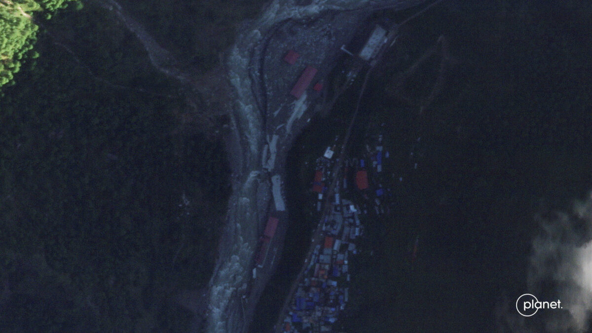 A satellite image shows Timure in Nepal before flash floods and a mudslide, October 1, 2025.    2026 PLANET LABS PBC