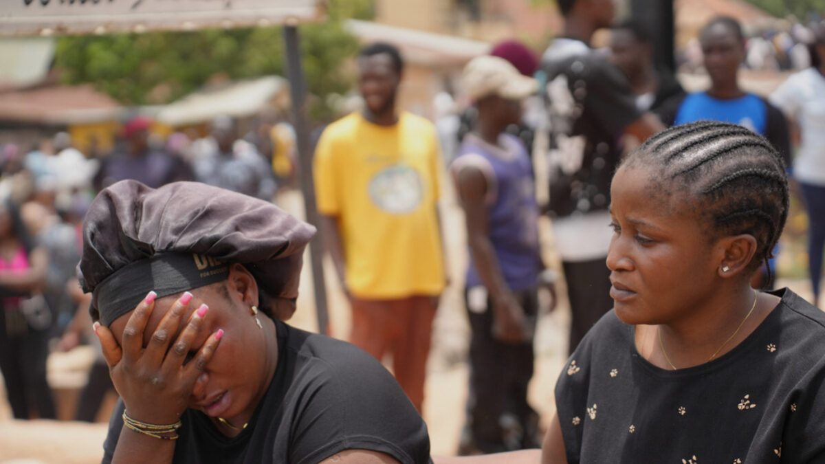Women mourn the death of a family member following an attack by gunmen in Gari Ya Waye community in Jos North Nigeria, Monday, March 30, 2026.