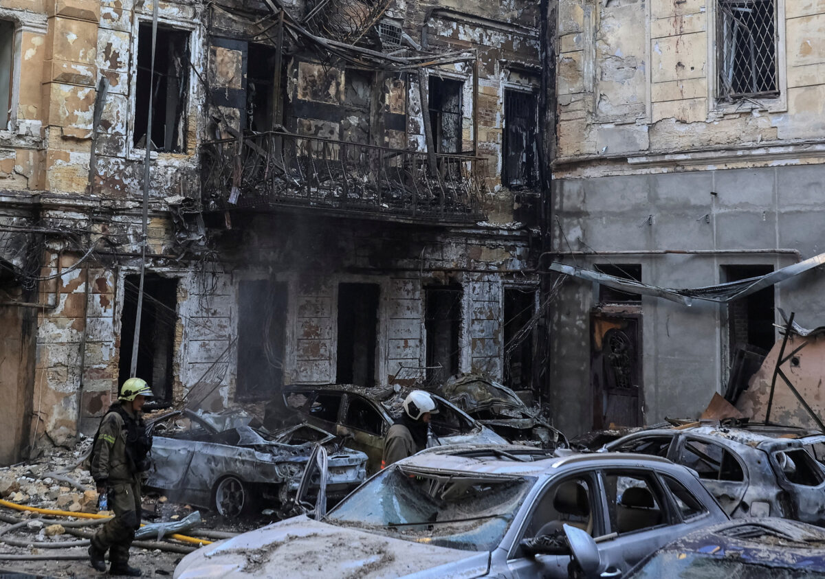 Rescuers work at a site of apartment buildings damaged during a Russian missile and drone strike, amid Russia's attack on Ukraine, in Odesa, Ukraine, August 9, 2026. REUTERS/Nina Liashonok TPX IMAGES OF THE DAY