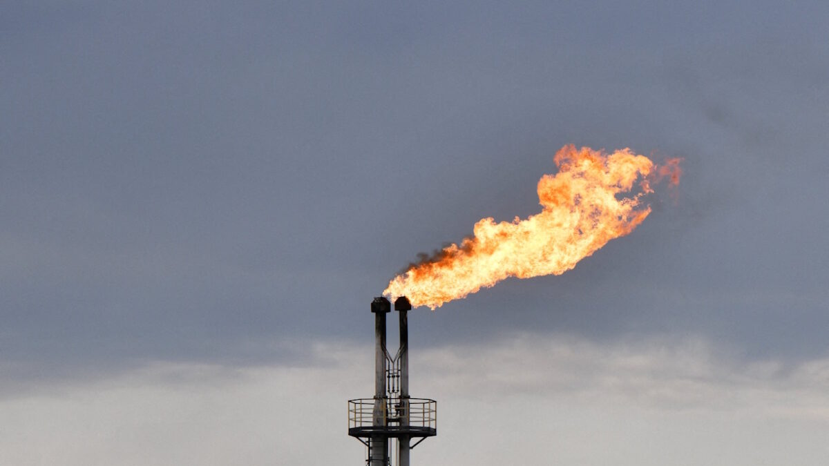 FILE PHOTO: A view shows a flare stack at Rosneft's oil stabilisation facility outside the town of Neftegorsk in the Samara Region, Russia September 6, 2022.
