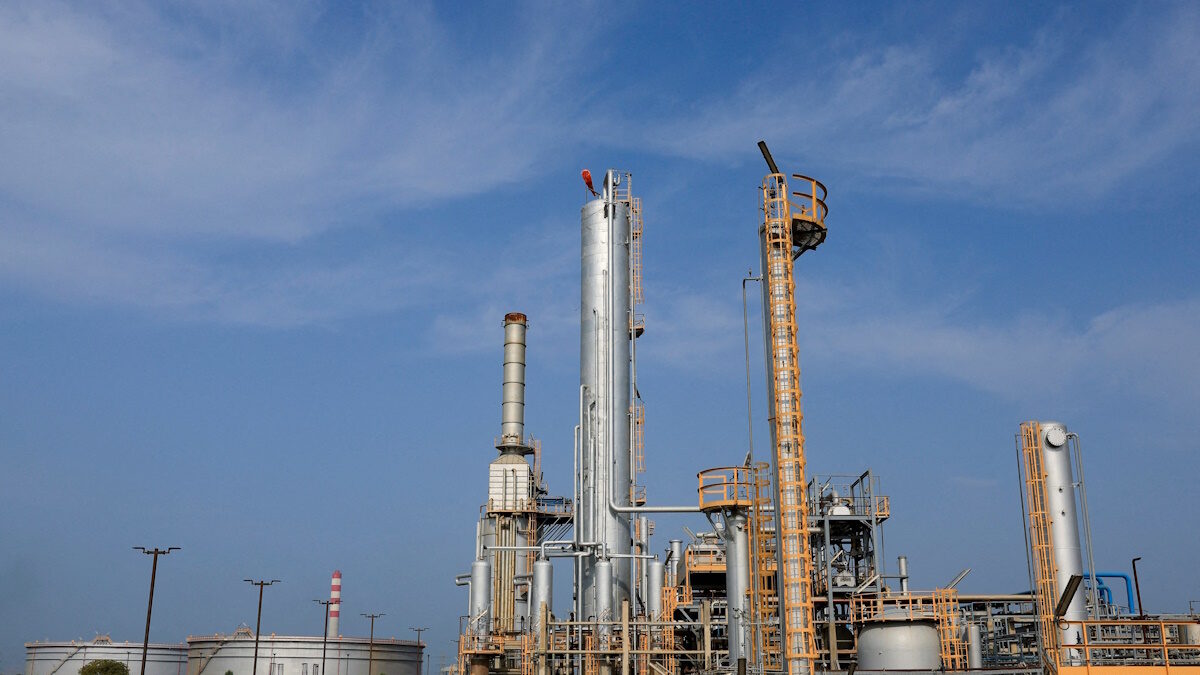 FILE PHOTO: Cnergyico Pk Limited refinery plant and crude oil storage tanks at the Hub coast in Balochistan province, Pakistan March 18, 2026.