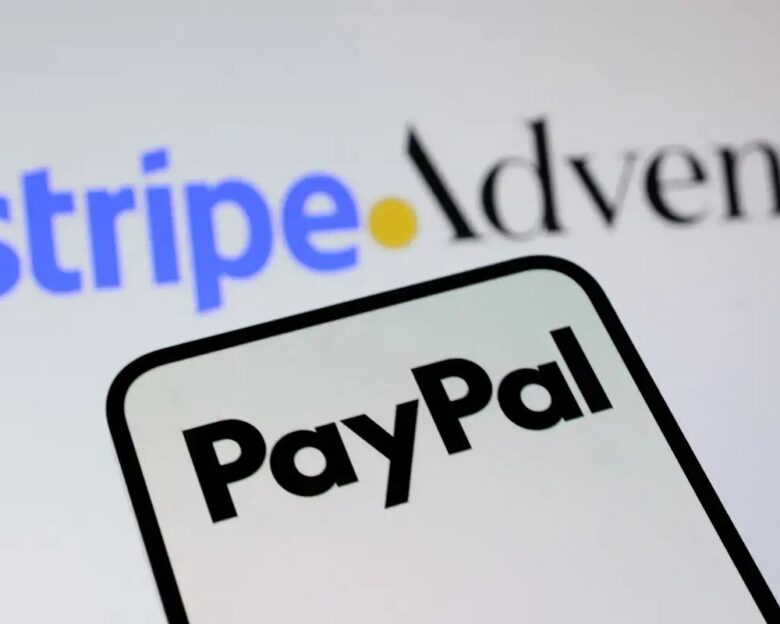 FILE PHOTO: PayPal, Stripe and Advent International logos are seen in this illustration taken July 15, 2026.