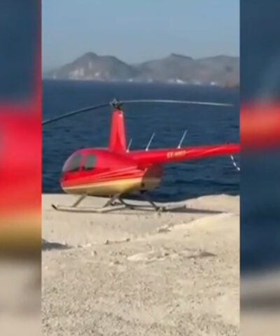 Η στιγμή που το ελικόπτερο προσγειώνεται στο Σαρακήνικο