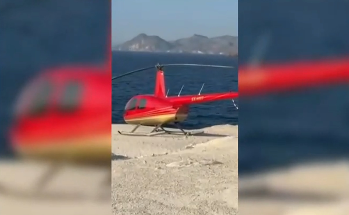 Η στιγμή που το ελικόπτερο προσγειώνεται στο Σαρακήνικο