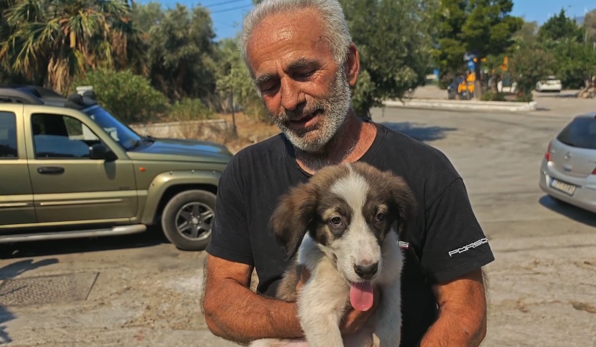 Ο Μάρκος και ο σκύλος Μπρούνο που σώθηκε από τη φωτιά στο Πόρτο Γερμενό