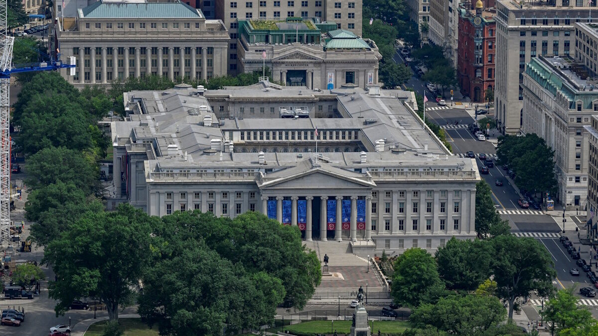 FILE PHOTO: The U.S. Department of the Treasury Building in Washington, D.C., U.S., July 11, 2026.