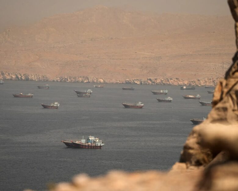 Vessels at the Strait of Hormuz, as seen from Musandam