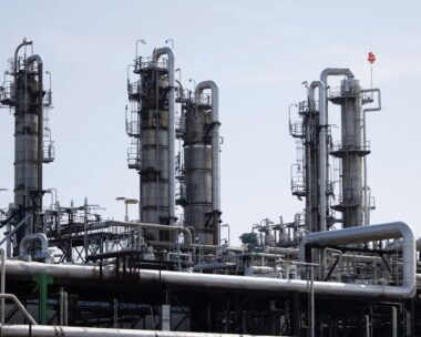 A general view of the PCK refinery, a crude oil processing facility supplying gasoline, jet fuel, diesel and fuel oil, in Schwedt/Oder, Germany, August 26, 2026.