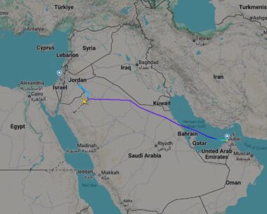 Στιγμιότυπο οθόνης από το Flightradar24 δείχνει μια πτήση της flydubai με προορισμό το Ισραήλ,
