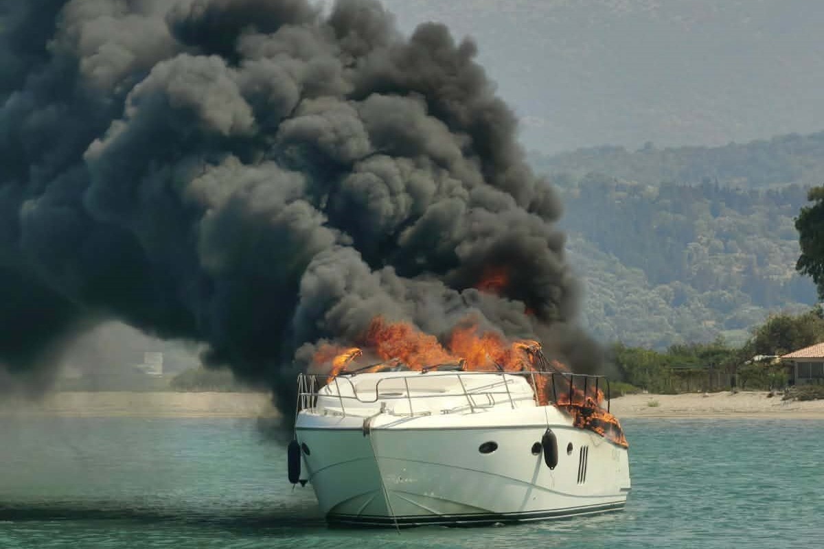 Φωτιά σε σκάφος στη Λευκάδα