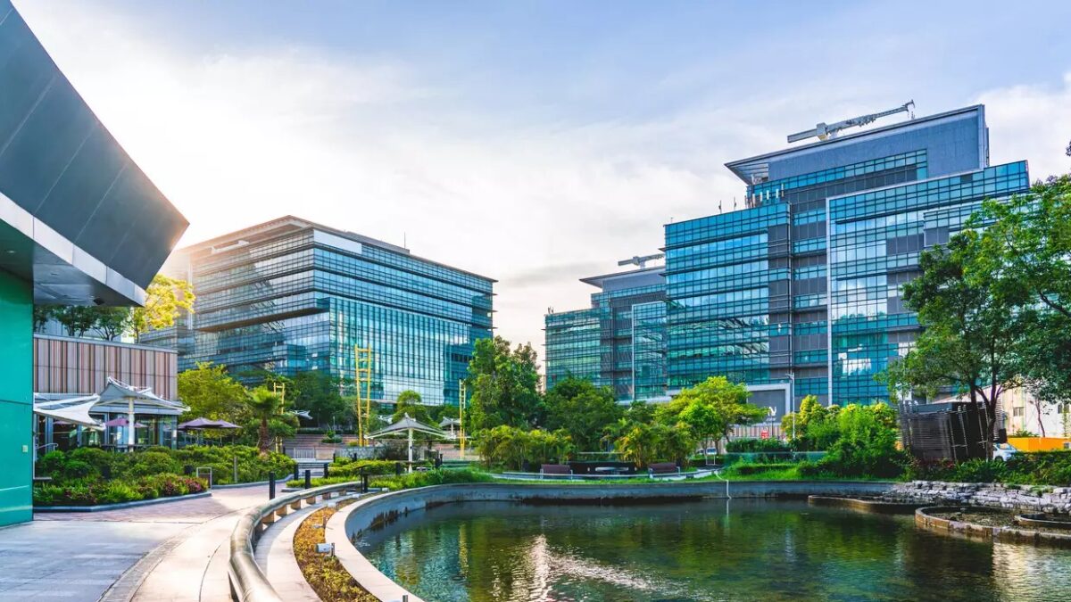 Corporate building in financial district