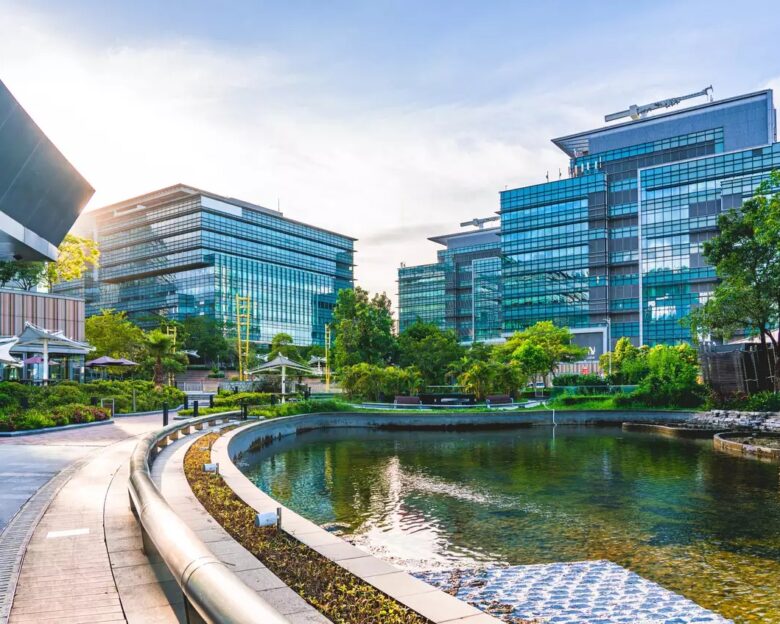 Corporate building in financial district