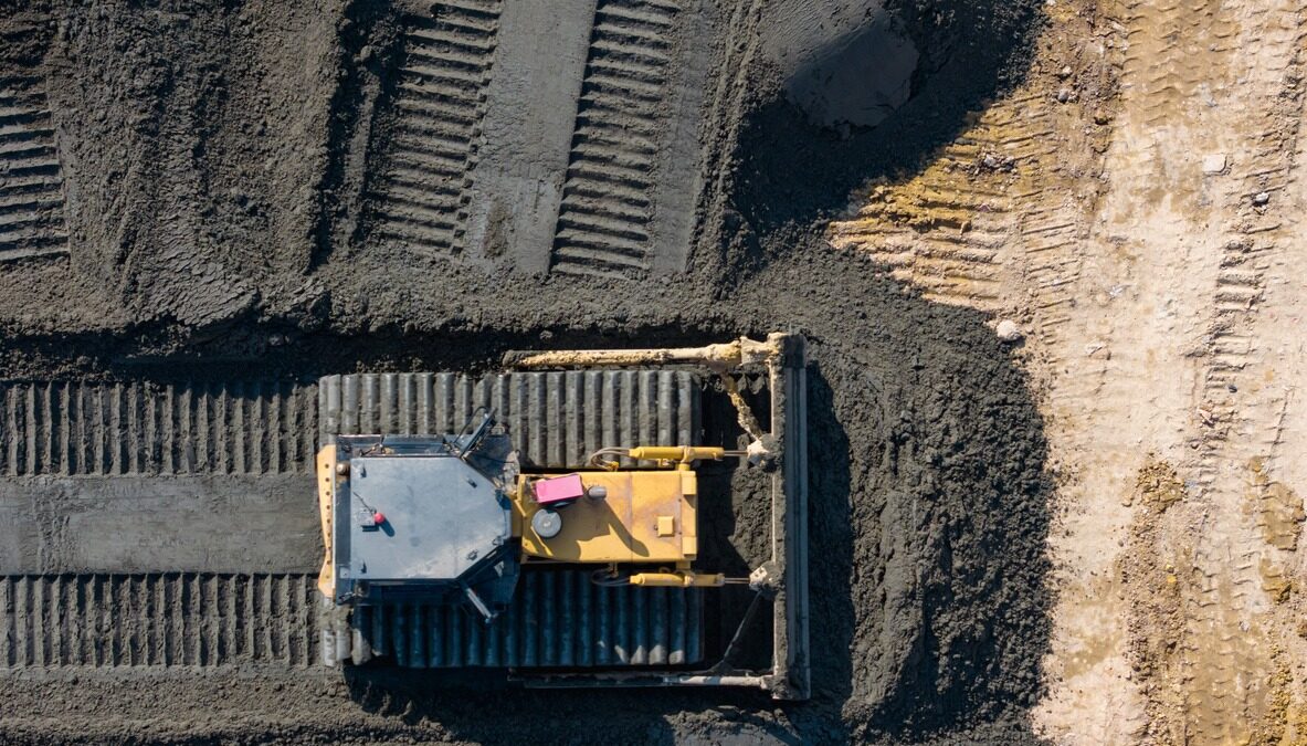 Bulldozer working on construction site