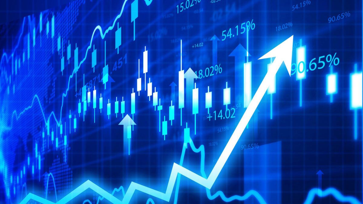 Stock market trading growth graph. 3d illustration