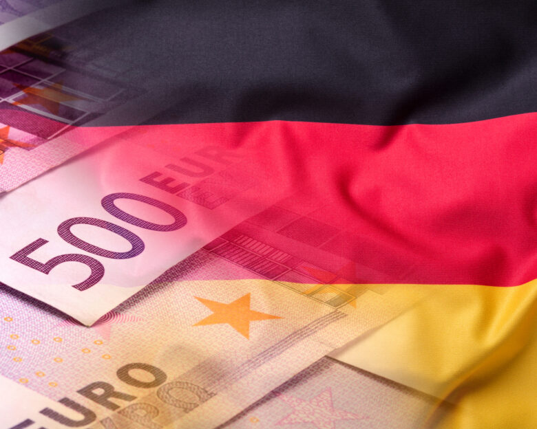 Flags of the Germany and the European Union. Germany Flag and EU Flag. World flag money concept.Flags of the Germany and the European Union. Germany Flag and EU Flag. World flag money concept.