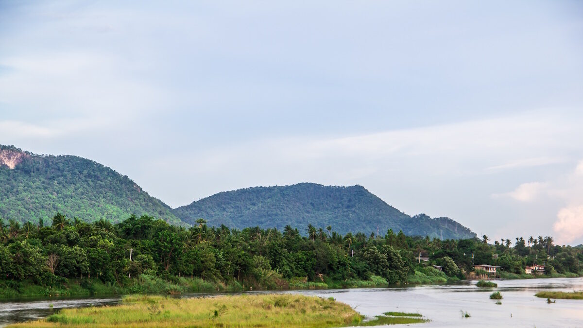 background of mountain and river with sky