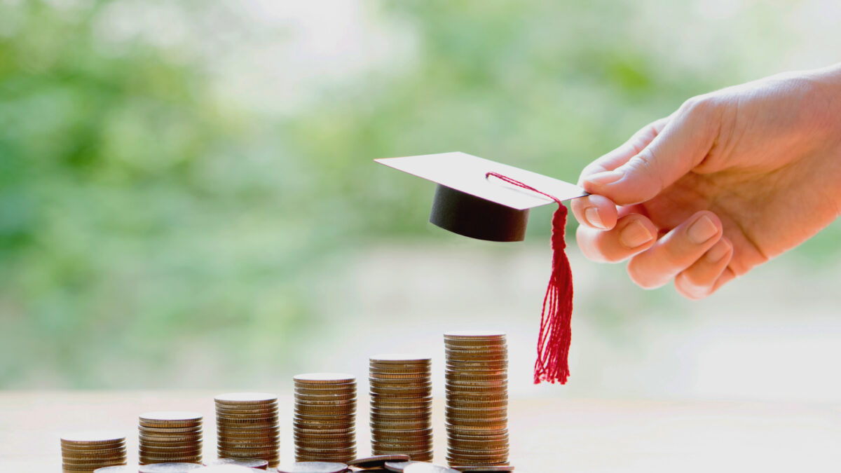 Woman saveing for eudcation Student with money