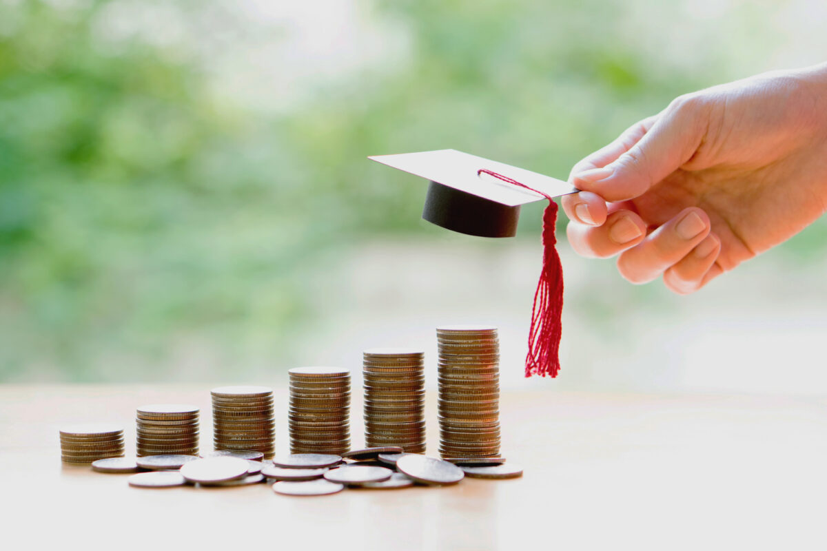 Woman saveing for eudcation Student with money