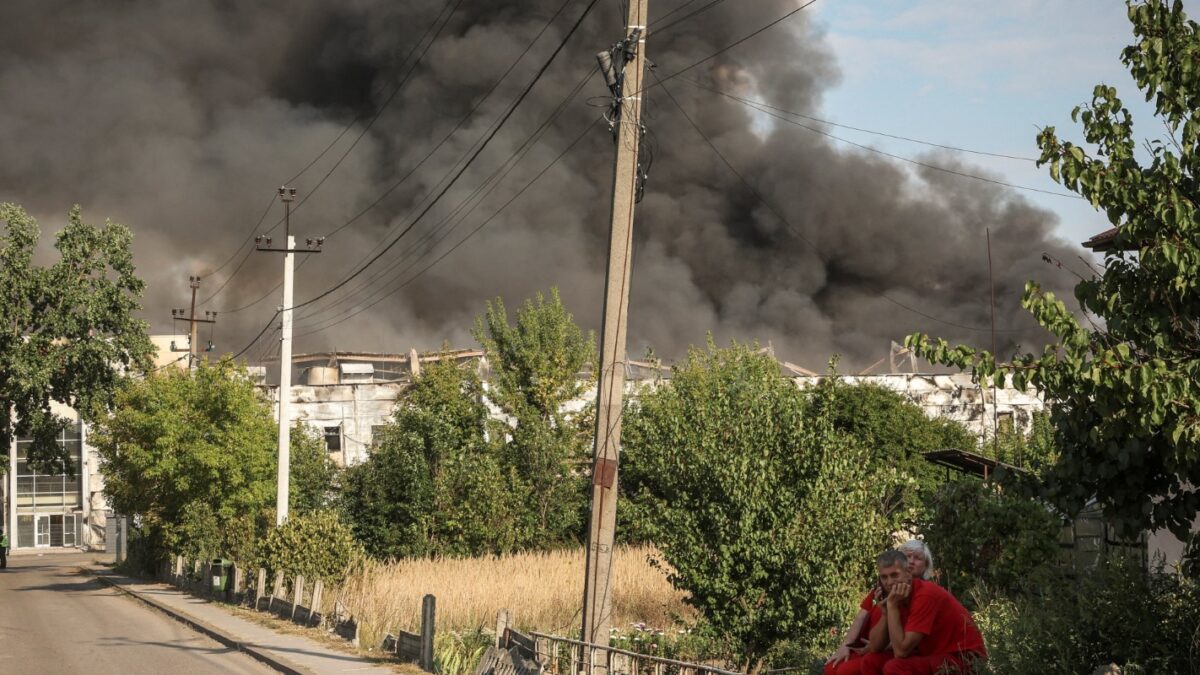 Aποθήκη που χτυπήθηκε από ρωσική επιδρομή με drones, εν μέσω ρωσικής επίθεσης στην Ουκρανία, στην περιοχή του Κιέβου