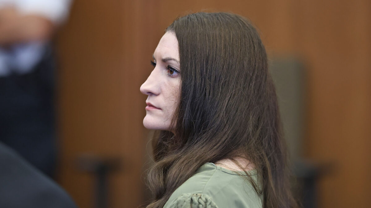 Defendant Lindsay Clancy watches jurors enter the courtroom during her murder trial on Friday, Sept. 4, 2026, in Plymouth, Mass.