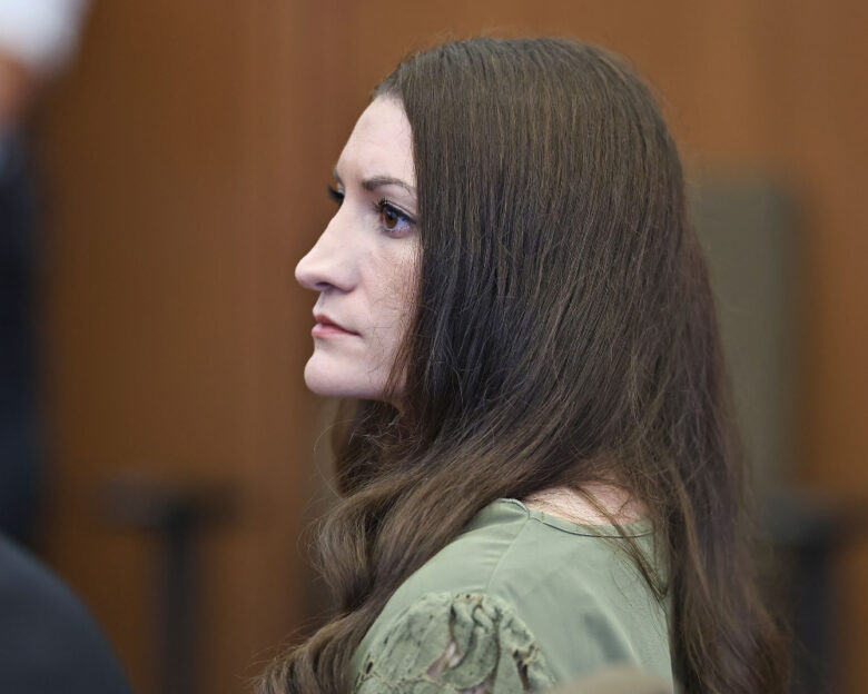 Defendant Lindsay Clancy watches jurors enter the courtroom during her murder trial on Friday, Sept. 4, 2026, in Plymouth, Mass.