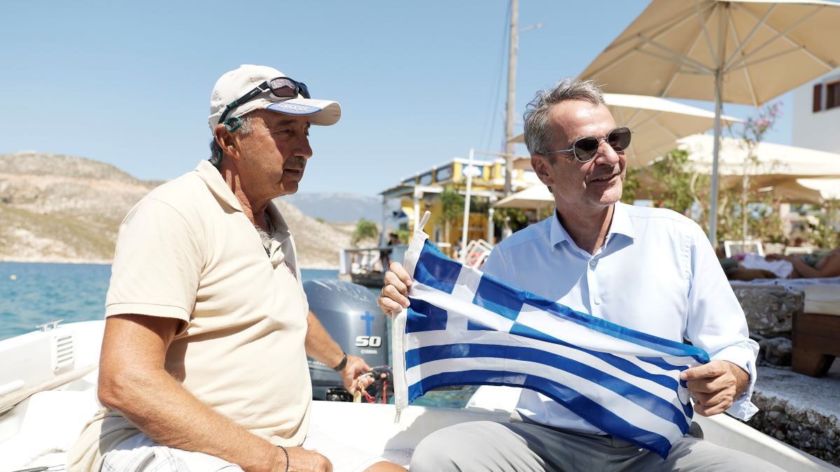 Ο Κυριάκος Μητσοτάκης στο Καστελόριζο
